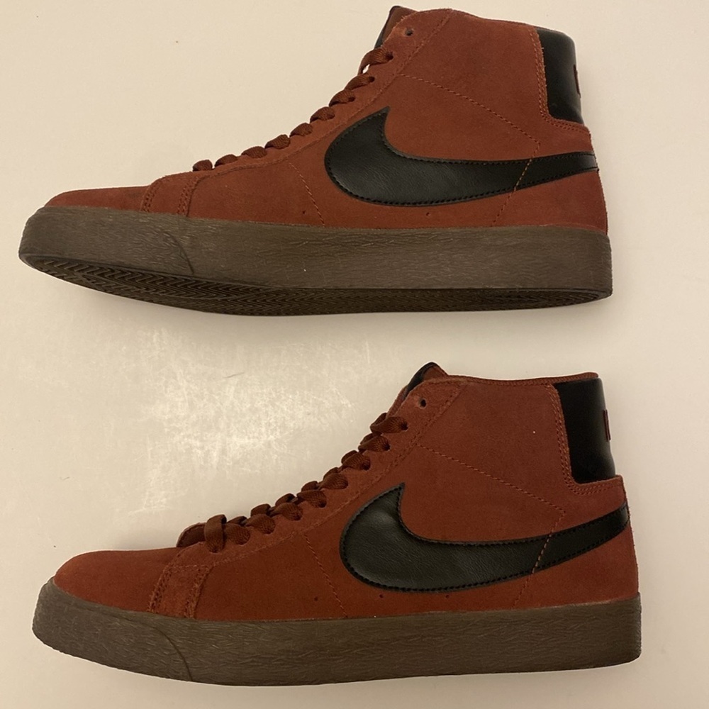 Nike SB Blazer Mid Men's Maroon Suede Leather Sneakers Size 9.5 - Picture 4 of 10